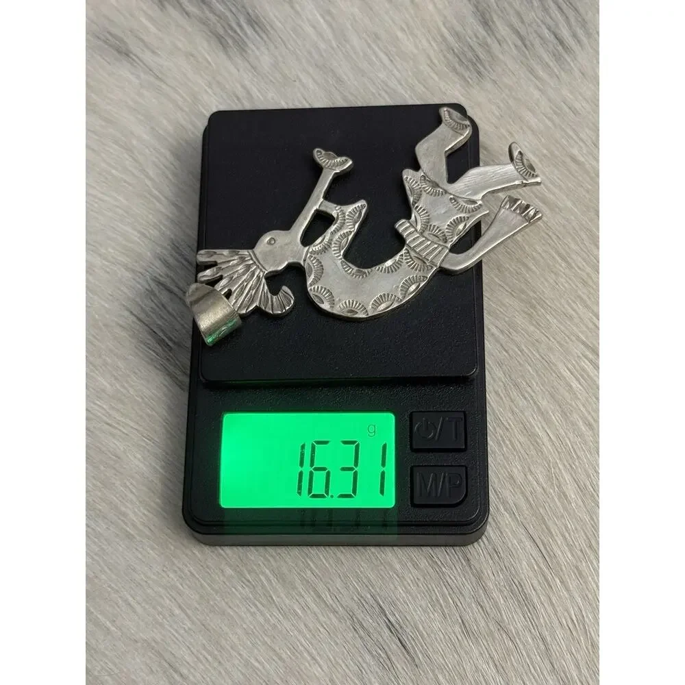 Native Sterling Silver Kokopelli Kachina Ceremonial Flute Dancer Pendant Signed